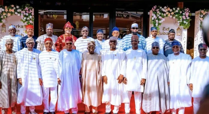Tinubu tare da gwamnoni yayin gaisuwar Sallah a Legas.